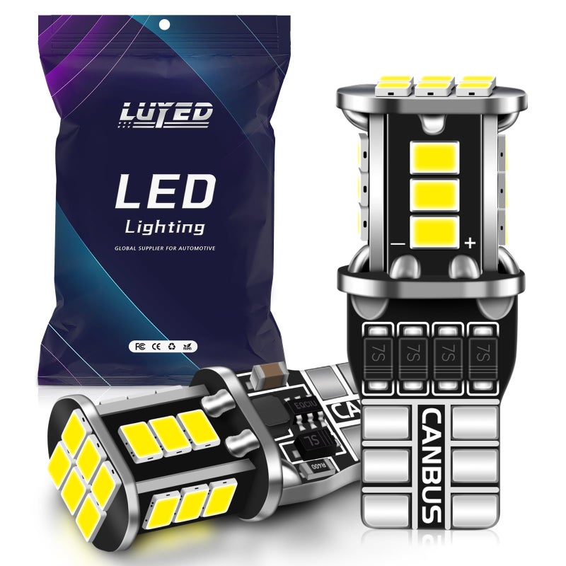 LUYED 912 921 LED Bulbs Brake Lights Xenon White High Power 18-SMD T15 906 920 Replacement Bulbs Compatible with Truck 3rd/Third Brake Lamp Cargo Illumination Lights,Pack of 2 - Image 1